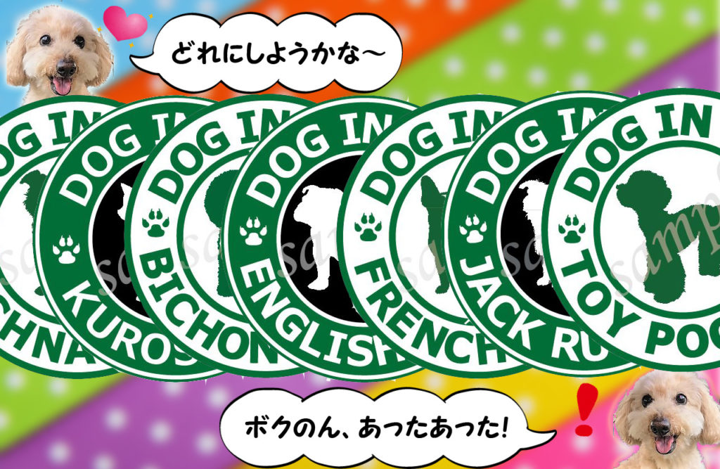 スタバ風ステッカー
トイプードル 犬 防水 車用